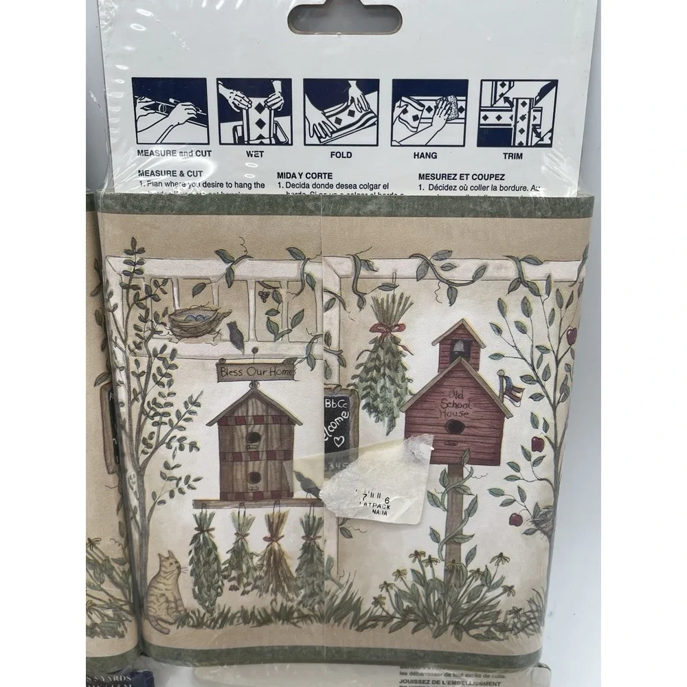 4 Pks. Expressions‎ Vintage Birdhouses Wall Paper Border 5 Yards Each SB10168B